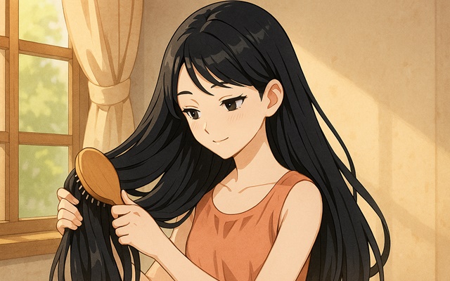 長くツヤのある髪
