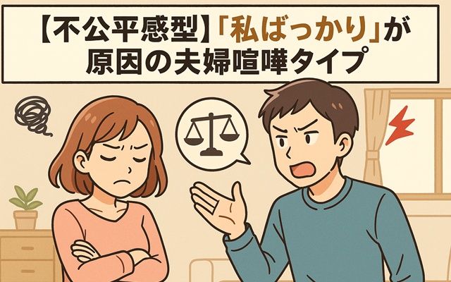 【不公平感型】「私ばっかり」が原因の夫婦喧嘩タイプ