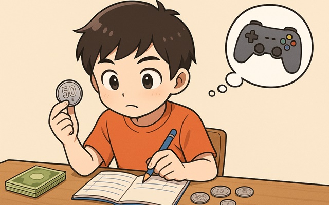 お金の使い方を学ぶ子供
